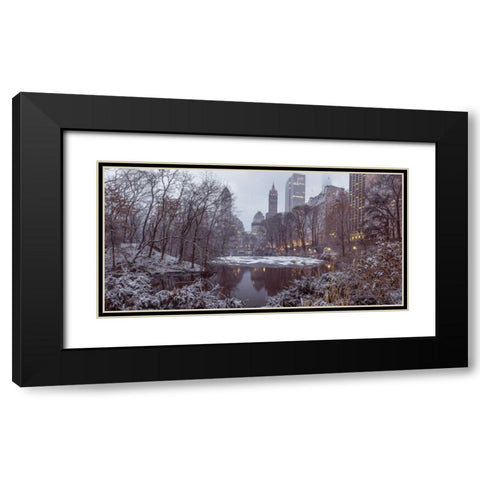 Central park with Manhattan skyline, New York Black Modern Wood Framed Art Print with Double Matting by Frank, Assaf