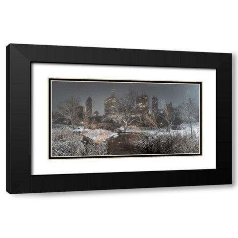 Central park with Manhattan skyline, New York Black Modern Wood Framed Art Print with Double Matting by Frank, Assaf