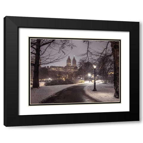 Central park with Manhattan skyline, New York Black Modern Wood Framed Art Print with Double Matting by Frank, Assaf