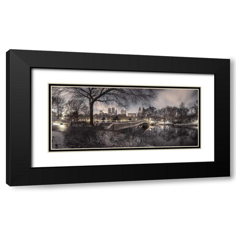 Central park with Manhattan skyline, New York Black Modern Wood Framed Art Print with Double Matting by Frank, Assaf