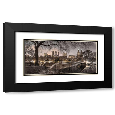Central park with Manhattan skyline, New York Black Modern Wood Framed Art Print with Double Matting by Frank, Assaf
