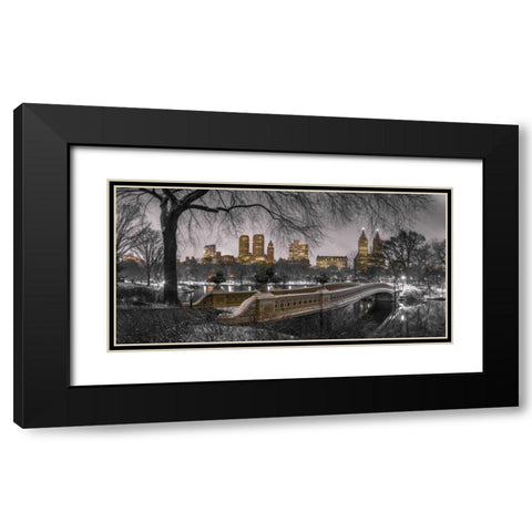 Central park with Manhattan skyline, New York Black Modern Wood Framed Art Print with Double Matting by Frank, Assaf