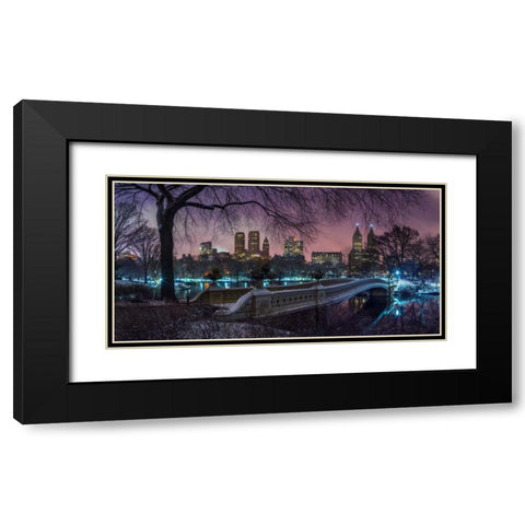 Central park with Manhattan skyline, New York Black Modern Wood Framed Art Print with Double Matting by Frank, Assaf
