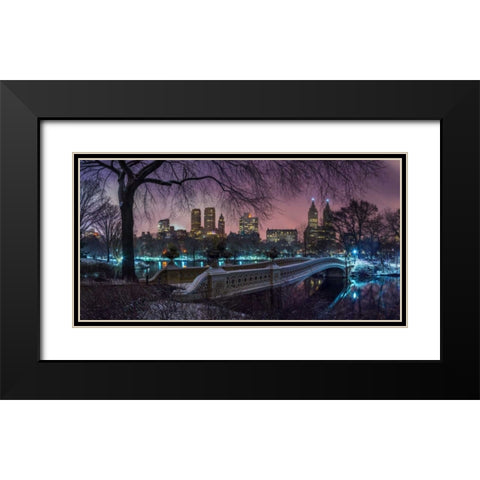 Central park with Manhattan skyline, New York Black Modern Wood Framed Art Print with Double Matting by Frank, Assaf