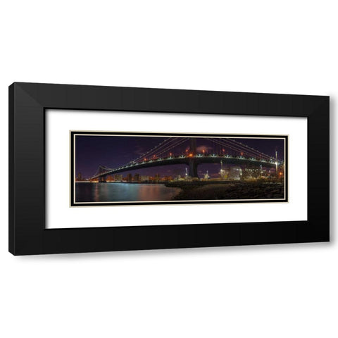 Manhattan bridge and Lower Manhattan skyline, New York Black Modern Wood Framed Art Print with Double Matting by Frank, Assaf