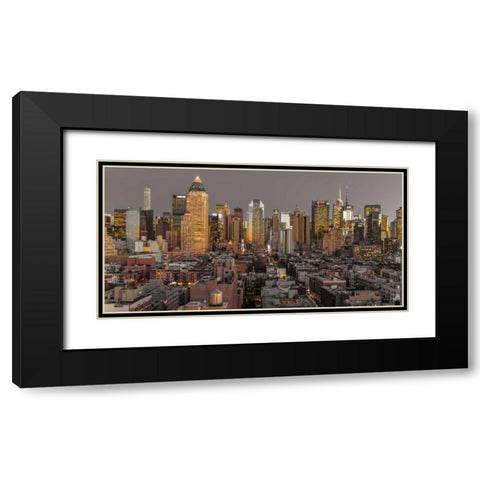 Lower Manhattan cityscape, New York Black Modern Wood Framed Art Print with Double Matting by Frank, Assaf