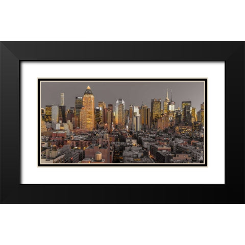 Lower Manhattan cityscape, New York Black Modern Wood Framed Art Print with Double Matting by Frank, Assaf