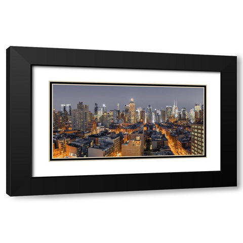 Lower Manhattan-New York Black Modern Wood Framed Art Print with Double Matting by Frank, Assaf