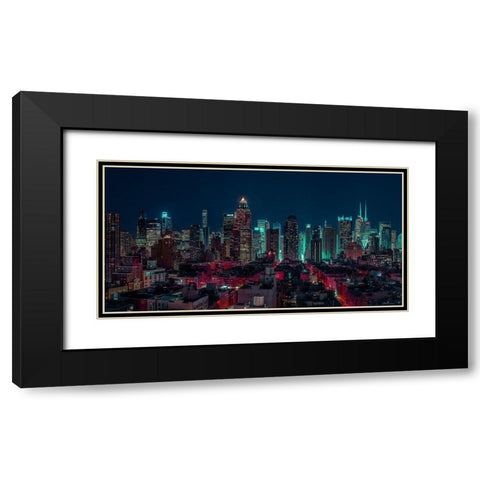 Lower Manhattan-New York Black Modern Wood Framed Art Print with Double Matting by Frank, Assaf