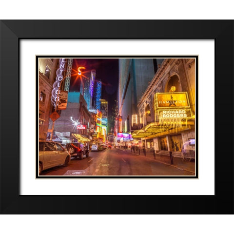 New York city stret in night Black Modern Wood Framed Art Print with Double Matting by Frank, Assaf