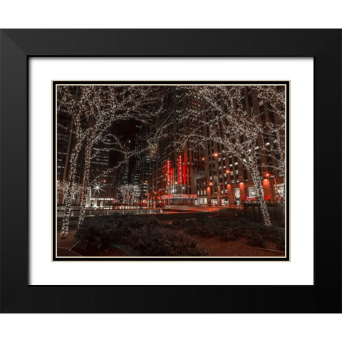 New York city stret in night Black Modern Wood Framed Art Print with Double Matting by Frank, Assaf