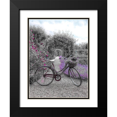 Bicycle on a garden path Black Modern Wood Framed Art Print with Double Matting by Frank, Assaf