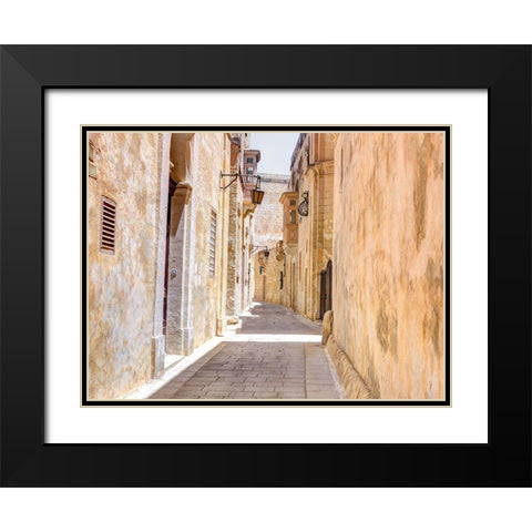 Narrow street of Mdina city-Malta Black Modern Wood Framed Art Print with Double Matting by Frank, Assaf