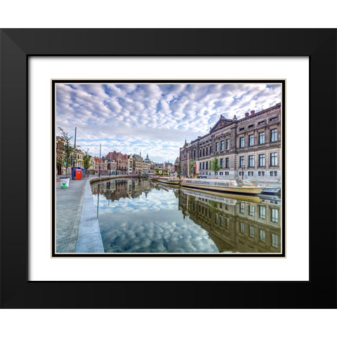 Amsterdam-reflections Black Modern Wood Framed Art Print with Double Matting by Frank, Assaf