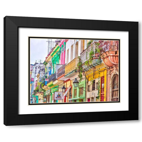 Colorful houses in Havana Black Modern Wood Framed Art Print with Double Matting by Frank, Assaf