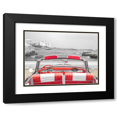 Vintage car near the beach in Cuba Black Modern Wood Framed Art Print with Double Matting by Frank, Assaf