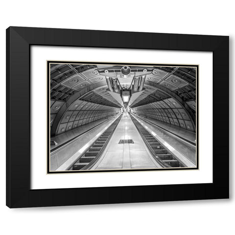 Escalator at subway station Black Modern Wood Framed Art Print with Double Matting by Frank, Assaf