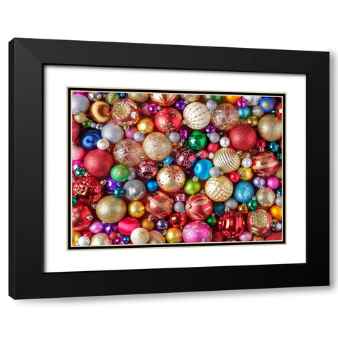 Christmas Baubles Black Modern Wood Framed Art Print with Double Matting by Frank, Assaf