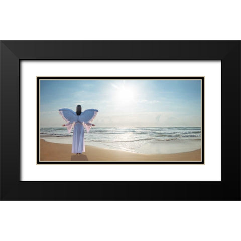 AF20150529 Beach 523-PanoC01P Black Modern Wood Framed Art Print with Double Matting by Frank, Assaf
