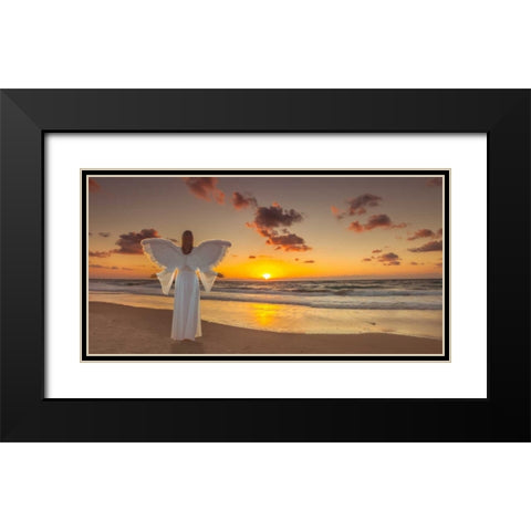 AF20150830 Beach 007-PanoP2C04 Black Modern Wood Framed Art Print with Double Matting by Frank, Assaf