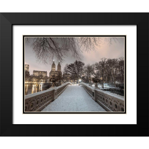 Central park Bow Bridge with Manhattan skyline, New York, AF20160117-746 Black Modern Wood Framed Art Print with Double Matting by Frank, Assaf