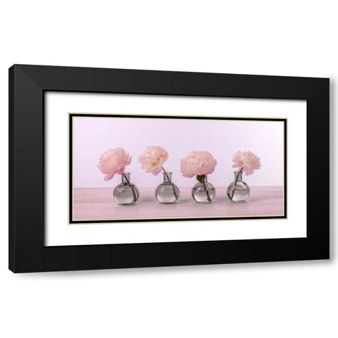 Peonies in glass bottles Black Modern Wood Framed Art Print with Double Matting by Frank, Assaf