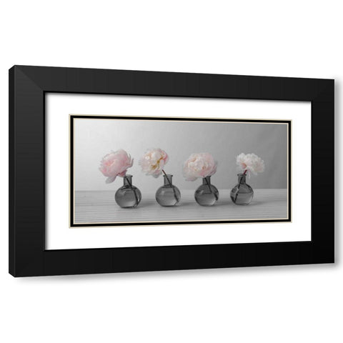 Peonies in glass bottles Black Modern Wood Framed Art Print with Double Matting by Frank, Assaf