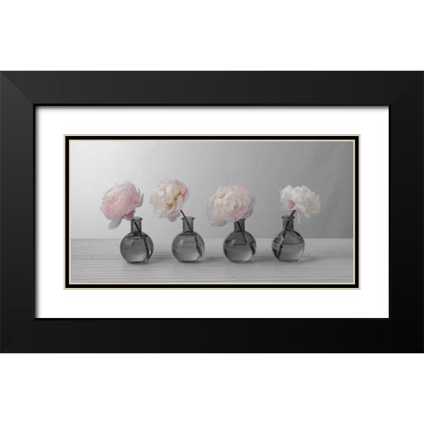 Peonies in glass bottles Black Modern Wood Framed Art Print with Double Matting by Frank, Assaf