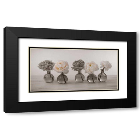 Peonies in glass bottles Black Modern Wood Framed Art Print with Double Matting by Frank, Assaf