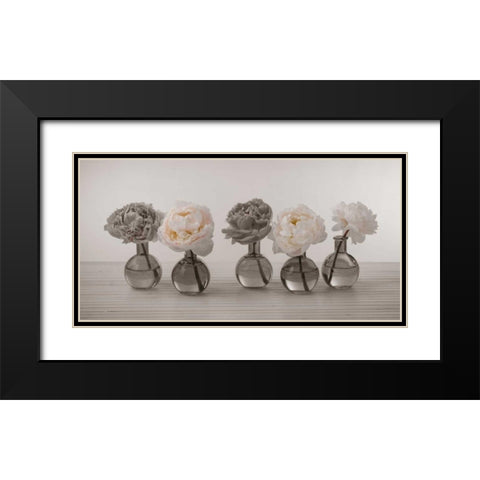 Peonies in glass bottles Black Modern Wood Framed Art Print with Double Matting by Frank, Assaf