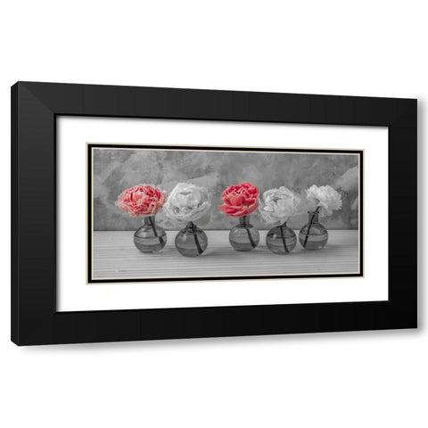 Peonies in glass bottles Black Modern Wood Framed Art Print with Double Matting by Frank, Assaf