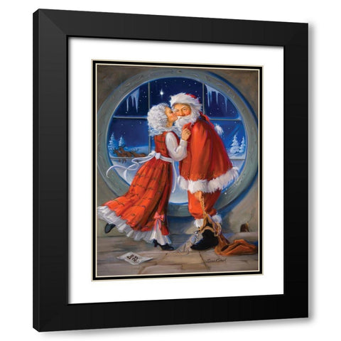 Mrs. Claus Kiss Black Modern Wood Framed Art Print with Double Matting by Comish, Susan