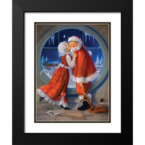 Mrs. Claus Kiss Black Modern Wood Framed Art Print with Double Matting by Comish, Susan