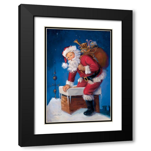 Here Comes Santa Black Modern Wood Framed Art Print with Double Matting by Comish, Susan