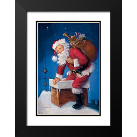 Here Comes Santa Black Modern Wood Framed Art Print with Double Matting by Comish, Susan