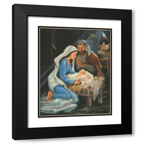 Birth Of Christ Black Modern Wood Framed Art Print with Double Matting by Comish, Susan