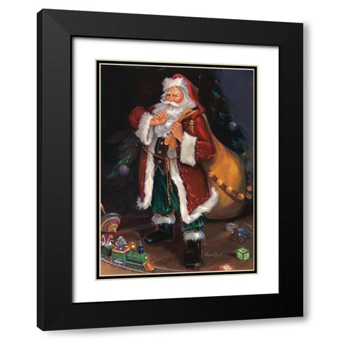 Shhh Santa Black Modern Wood Framed Art Print with Double Matting by Comish, Susan