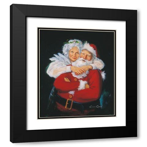 Mr and Mrs Claus Black Modern Wood Framed Art Print with Double Matting by Comish, Susan