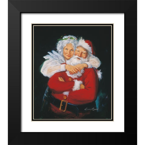 Mr and Mrs Claus Black Modern Wood Framed Art Print with Double Matting by Comish, Susan