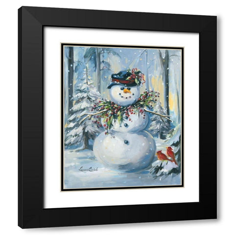 Berry Christmas Black Modern Wood Framed Art Print with Double Matting by Comish, Susan