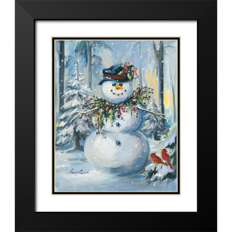 Berry Christmas Black Modern Wood Framed Art Print with Double Matting by Comish, Susan