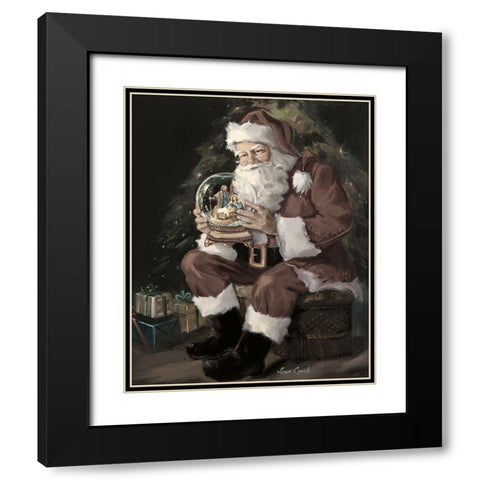 Santa Snow Globe Recolored Black Modern Wood Framed Art Print with Double Matting by Comish, Susan