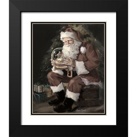 Santa Snow Globe Recolored Black Modern Wood Framed Art Print with Double Matting by Comish, Susan