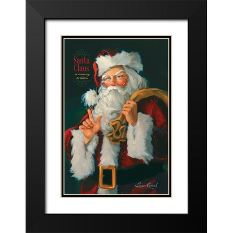 Santa Claus Is Coming Black Modern Wood Framed Art Print with Double Matting by Comish, Susan
