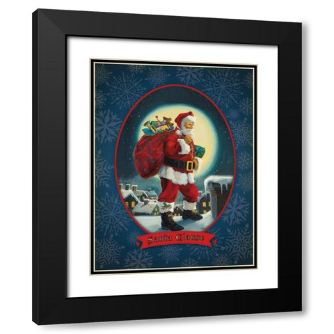 Santa Claus Black Modern Wood Framed Art Print with Double Matting by Comish, Susan