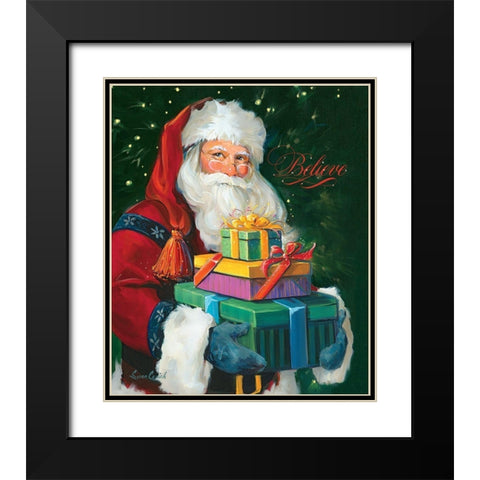 Santas Gifts Black Modern Wood Framed Art Print with Double Matting by Comish, Susan