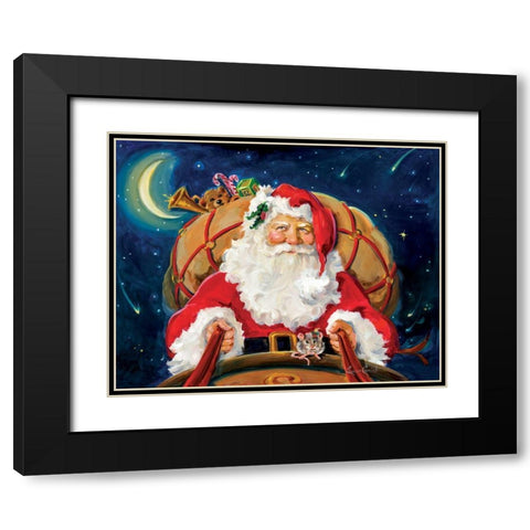Santas On His Way Black Modern Wood Framed Art Print with Double Matting by Comish, Susan