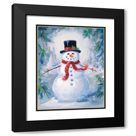A Frosty Snowman Black Modern Wood Framed Art Print with Double Matting by Comish, Susan