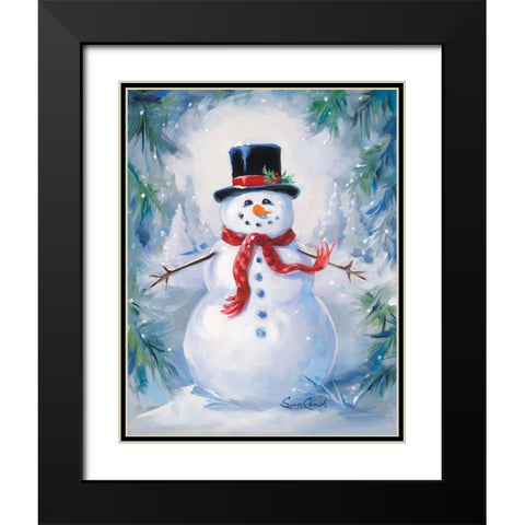 A Frosty Snowman Black Modern Wood Framed Art Print with Double Matting by Comish, Susan