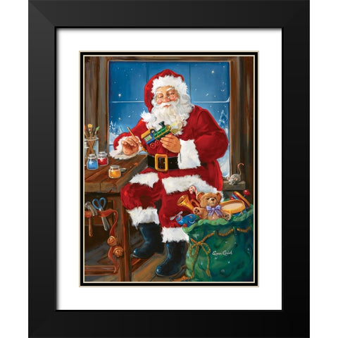 Santas Workshop Black Modern Wood Framed Art Print with Double Matting by Comish, Susan